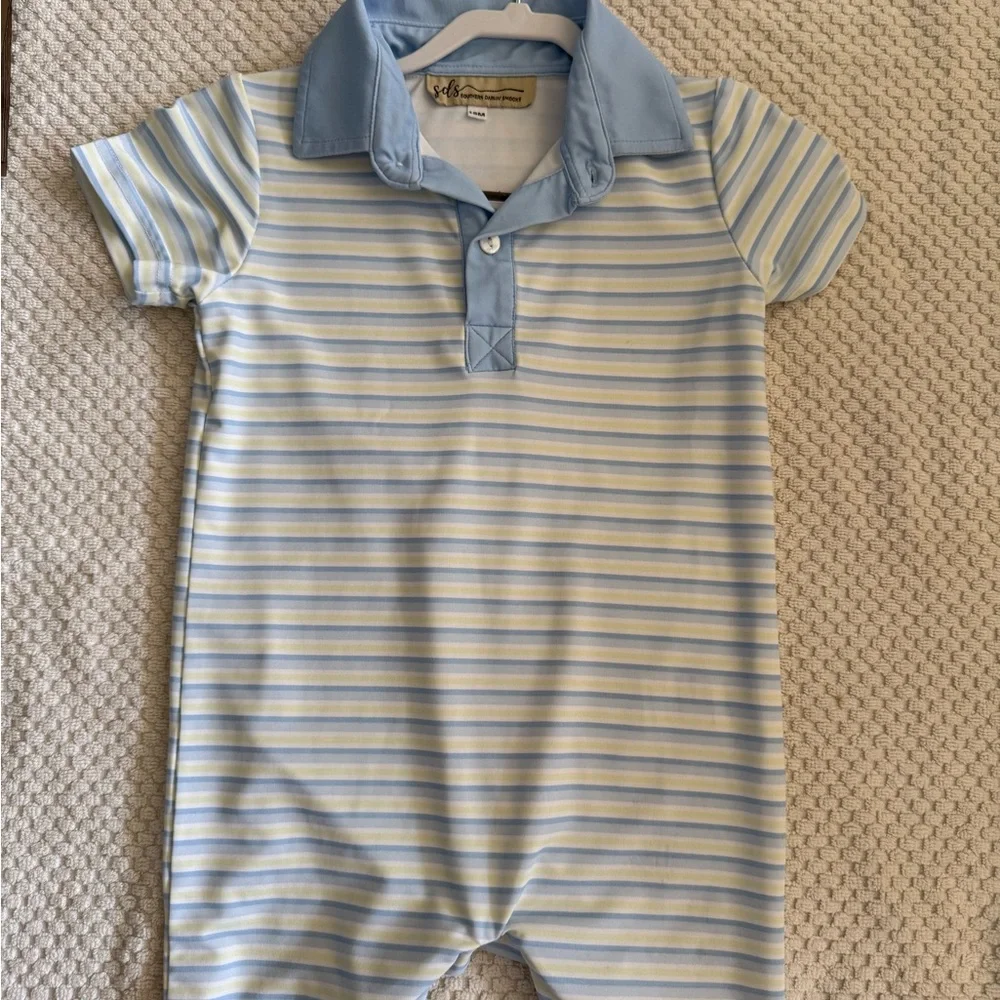 Striped Blue and White Kids Romper